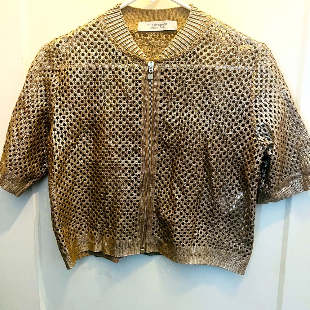 D. Exterior Womens small cardigan gold made in Italy